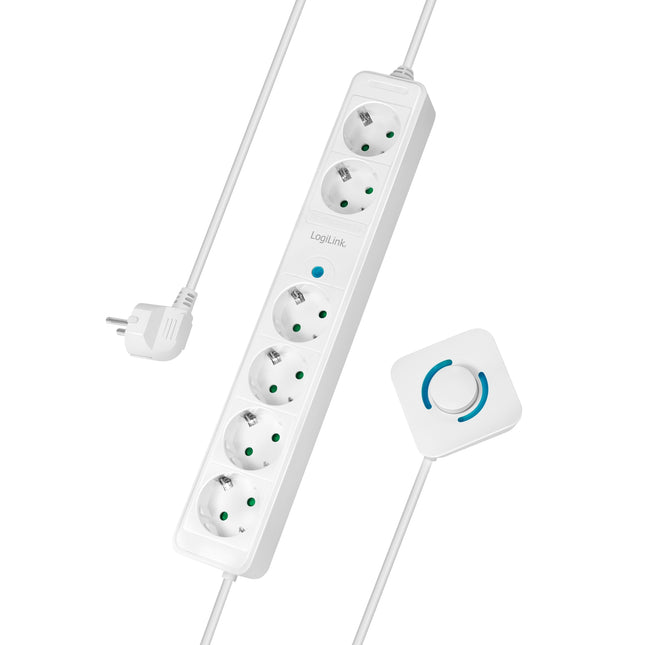 Power outlet 4+2-way with foot switch White