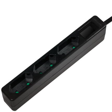Power outlet Slim Euro 3-way 1.5m Black