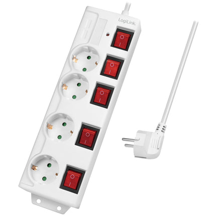 Power outlet with separate switches 4-way White