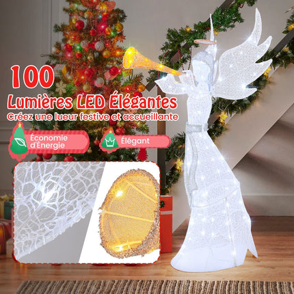 Iš anksto apšviestas kalėdinis angelas, 62 colių, 100 LED, lauko