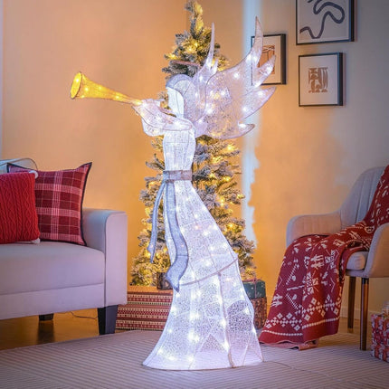 Iš anksto apšviestas kalėdinis angelas, 62 colių, 100 LED, lauko