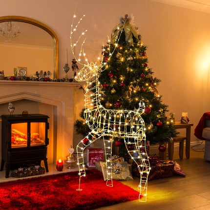 Iš anksto apšviestas kalėdinis elnias 186 cm, 300 šiltos baltos spalvos LED