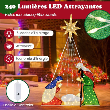Apšviestos prakartėlės rinkinys, 180 cm, 240 LED, 6 režimai