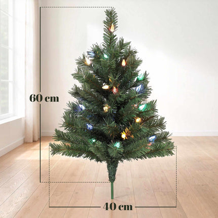 Pre-Lit Outdoor Christmas Trees 60 cm Set of 2, Multicolour LEDs, IP44