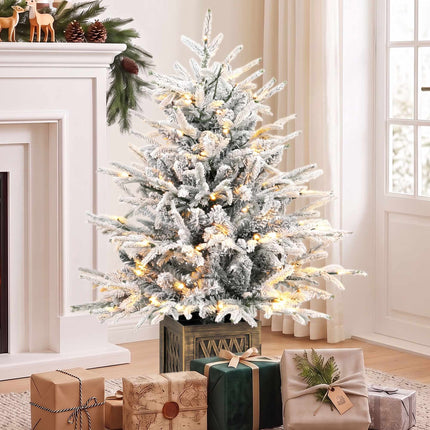 Pre-Lit Tabletop Christmas Tree 90 cm, 70 Warm White LEDs, Flocked, 488 Tips