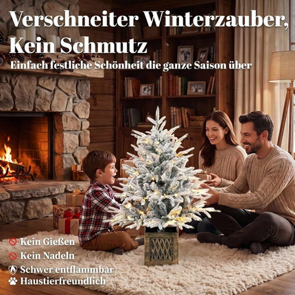 Pre-Lit Tabletop Christmas Tree 90 cm, 70 Warm White LEDs, Flocked, 488 Tips