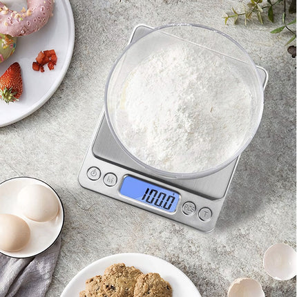 Tikslios virtuvės svarstyklės 500 g 0,01 g LCD ekranas