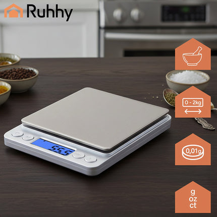 Precision LCD Kitchen Scale 2kg with 2 Bowls