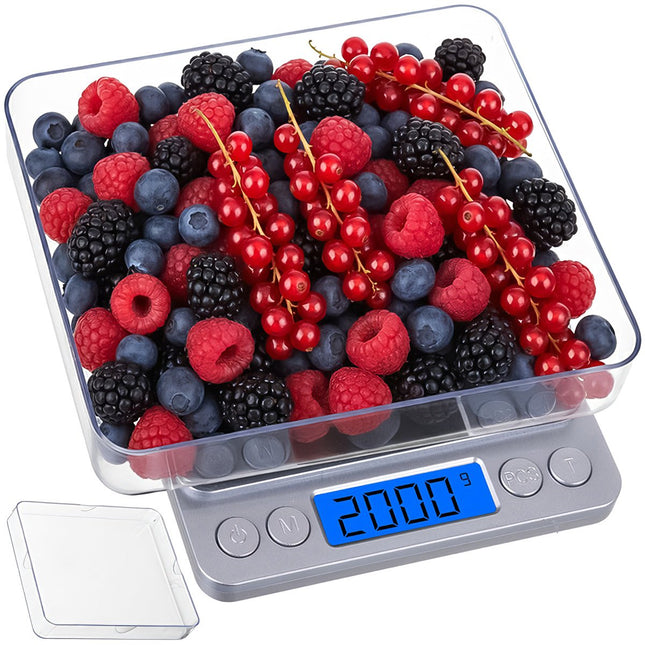 Tikslios LCD virtuvės svarstyklės 2 kg su 2 dubenėliais