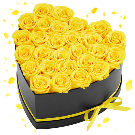 Preserved Roses, 27 Yellow in Heart-Shaped Gift Box