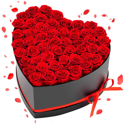 Preserved Roses, 50 Count, Red Heart Gift Box