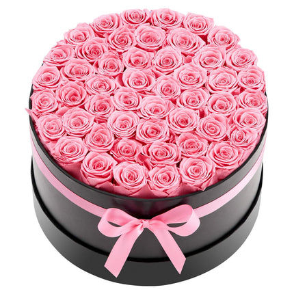 Preserved Roses, 50 Count, Sweet Pink Round Box