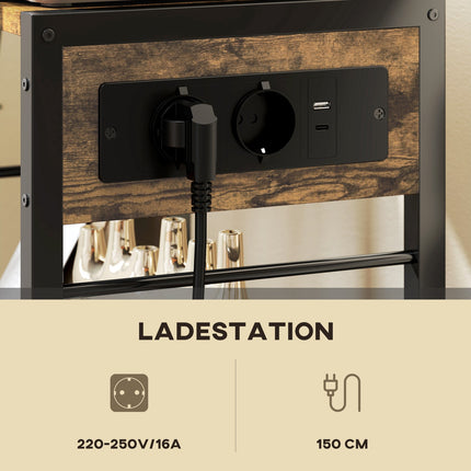 Spausdintuvo stovas su ratukais, lizdais, USB ir USB-C, 40 kg keliamoji galia