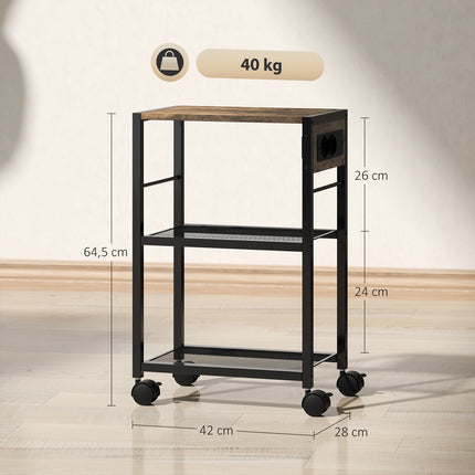 Spausdintuvo stovas su ratukais, lizdais, USB ir USB-C, 40 kg keliamoji galia