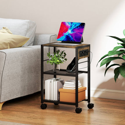 Spausdintuvo stovas su ratukais, lizdais, USB ir USB-C, 40 kg keliamoji galia