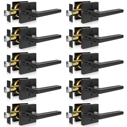 Privacy Door Handle, 10-Pack Matte Black, Reversible Lock