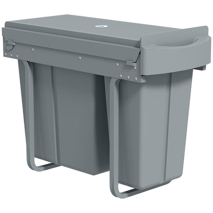 Ištraukiama virtuvės šiukšliadėžė, 2 nuimami kibirai, 30 l, metalinė