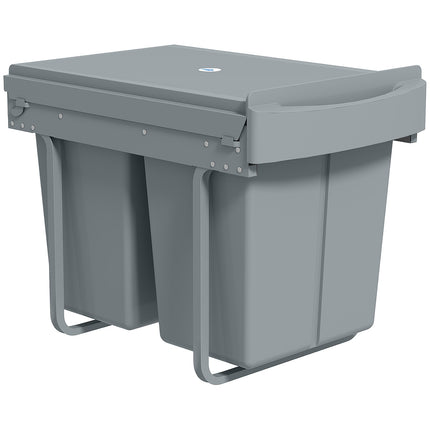 Ištraukiama šiukšliadėžė, 2 x 20 l, išimamos šiukšliadėžės, pilka