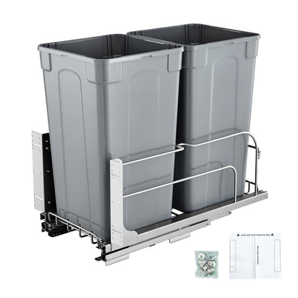 Pull-Out Trash Can, Double 27 Qt, Soft-Close Door Mount