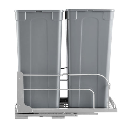 Pull-Out Trash Can, Double 50 Qt Soft-Close, Grey