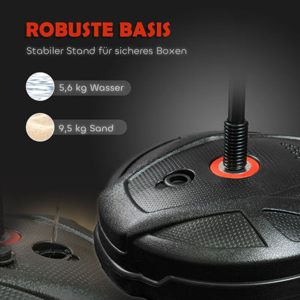 Bokso kriaušės stovas 88-124 cm, reguliuojamo aukščio, su bokso pirštinėmis, bokso rinkinys su vandeniu/smėliu užpildomu stovu 5-10 metų vaikams, plienas, juodas