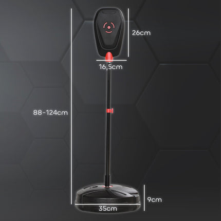 Bokso kriaušės stovas 88-124 cm, reguliuojamo aukščio, su bokso pirštinėmis, bokso rinkinys su vandeniu/smėliu užpildomu stovu 5-10 metų vaikams, plienas, juodas