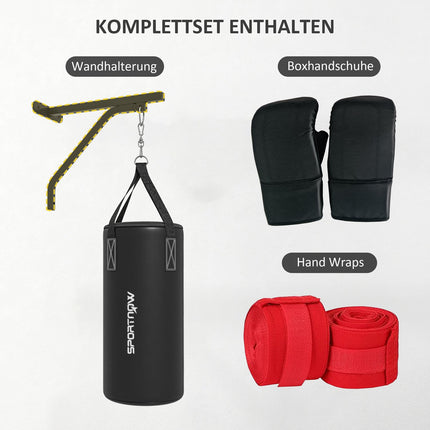 Wall bracket for punching bag, adjustable steel stand with gloves