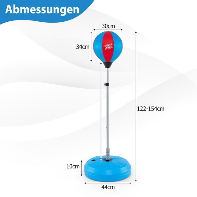 Bokso kamuoliukas 120-154 cm aukščio reguliuojamo aukščio stovimo bokso kamuoliuko bokso maišo rinkinys bokso rinkinys vaikams, mėlynas