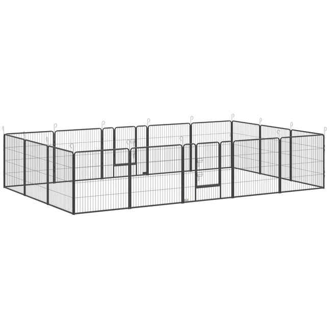 Šuniukų žaidimų aptvaras, 16 dalių, sulankstomas su durelėmis, 3,2 m x 3,2 m