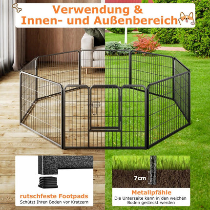 Šuniukų žaidimų aptvaras, 60 cm aukščio, 8 dalių sulankstoma metalinė tvora