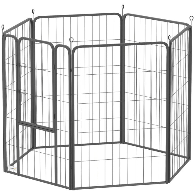 Šuniukų žaidimų aptvaras, šešiakampis, šuniukų voljeras su 6 grotelių panelėmis, durelėmis, lankstus, sulankstomas, apsauginis brezentas, lauko aptvaras, 100 cm aukščio, šunų žaidimų aptvaras, šuniukų varteliai šunims, katėms, žaidim