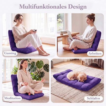 Violetinė sulankstoma grindų kėdė su reguliuojamu atlošu