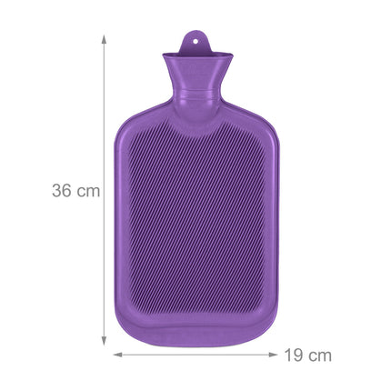 Violetinis karšto vandens butelis 2 l, nepralaidus, malšina skausmą
