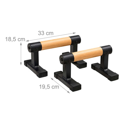 Push-Up Bars with Beech Wood Grips and Steel Frame, Set of 2, 120 kg Load