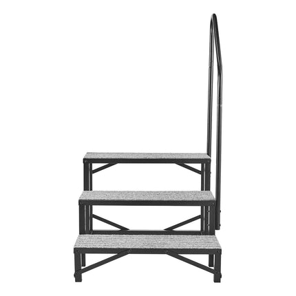 RV Steps With Handrail, 3-Step Steel, 660 lb Non-Slip