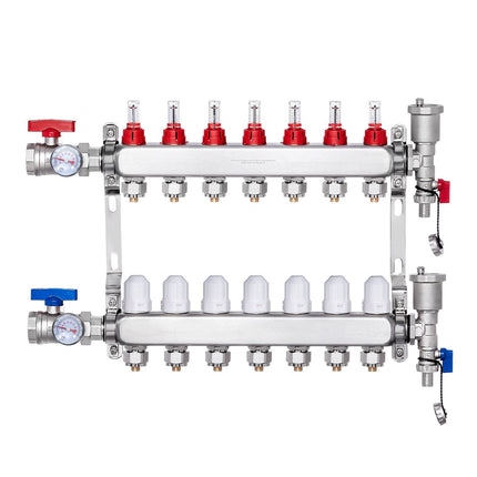 Radiant Floor Heating Manifold, 7-Loop, 1/2 in PEX