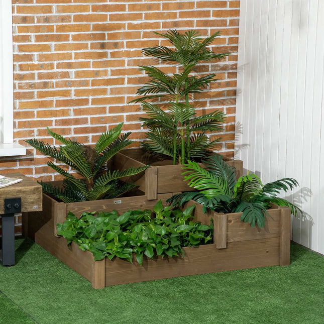 Raised garden bed, spruce, 3-tiered bed for herbs and flowers