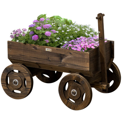 Pakelta lysvė, medinė vežimėlio dizaino gėlių dėžė, augalų vežimėlis, keliamoji galia iki 50 kg, apanglėjusi, 120 x 53 x 55 cm