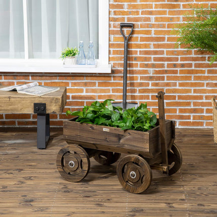 Pakelta lysvė, medinė vežimėlio dizaino gėlių dėžė, augalų vežimėlis, keliamoji galia iki 50 kg, apanglėjusi, 120 x 53 x 55 cm