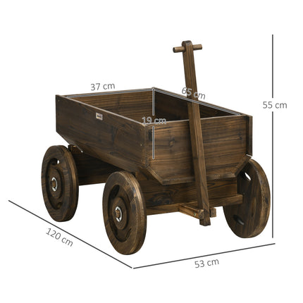 Pakelta lysvė, medinė vežimėlio dizaino gėlių dėžė, augalų vežimėlis, keliamoji galia iki 50 kg, apanglėjusi, 120 x 53 x 55 cm
