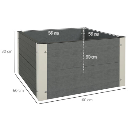 Raised Garden Bed 60 x 60 x 30 cm, Open Bottom, Weatherproof, Dark Grey