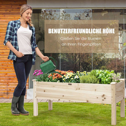 Raised Garden Bed, Cedar Wood, 120x43.5x51 cm, 5 Drainage Holes