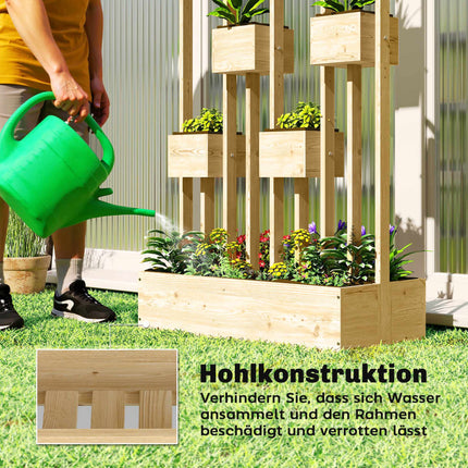 Raised Garden Bed with Trellis, Natural Wood, 90x45x170 cm