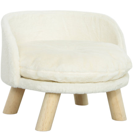 Raised Pet Bed for Cats and Miniature Dogs, Washable Cushion, Cream White