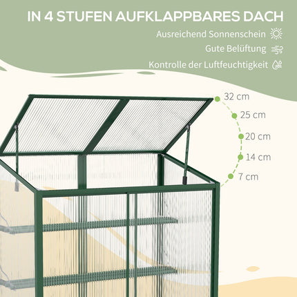 Greenhouse raised bed with shelves - aluminum and polycarbonate