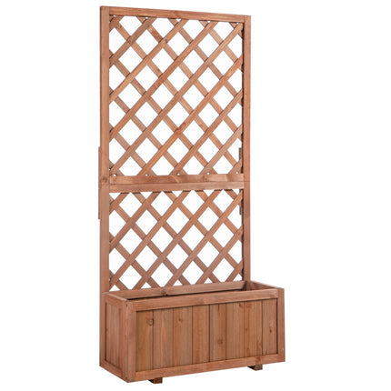 Raised wooden bed with trellis - 72.5x31.5x149.5 cm