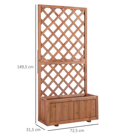 Raised wooden bed with trellis - 72.5x31.5x149.5 cm