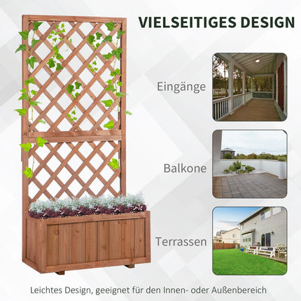 Raised wooden bed with trellis - 72.5x31.5x149.5 cm