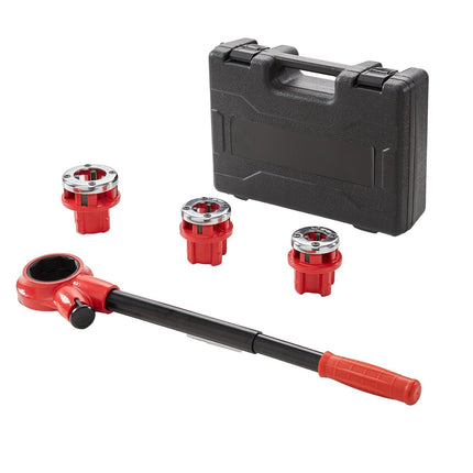 Ratchet Pipe Threader Kit, 3 NPT Dies 1/2–1 In, Case