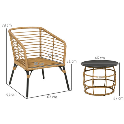 3-part patio in rattan with cushions, sand/dark grey
